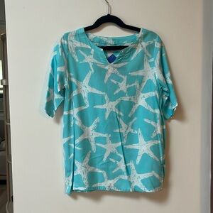 Tybee Island Girls Teal/White CLAIRE Starfish Boho Sundress,One Size,4-6X,NWT